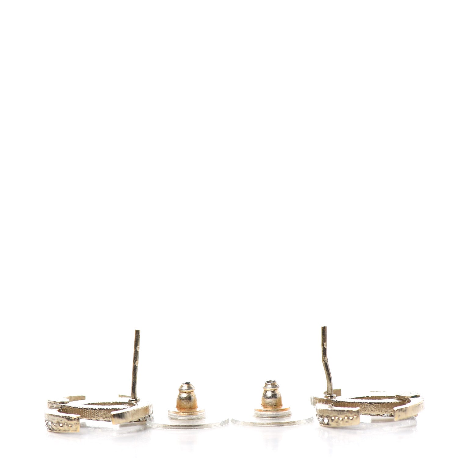 Chanel Crystal CC Moon Earrings Gold 3 of 4