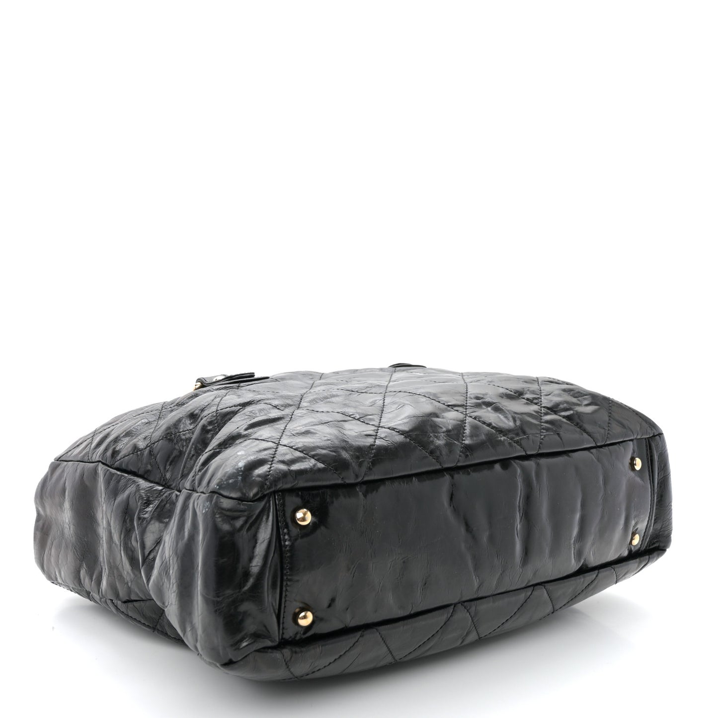 Glazed Calfskin Large Portobello Tote Black