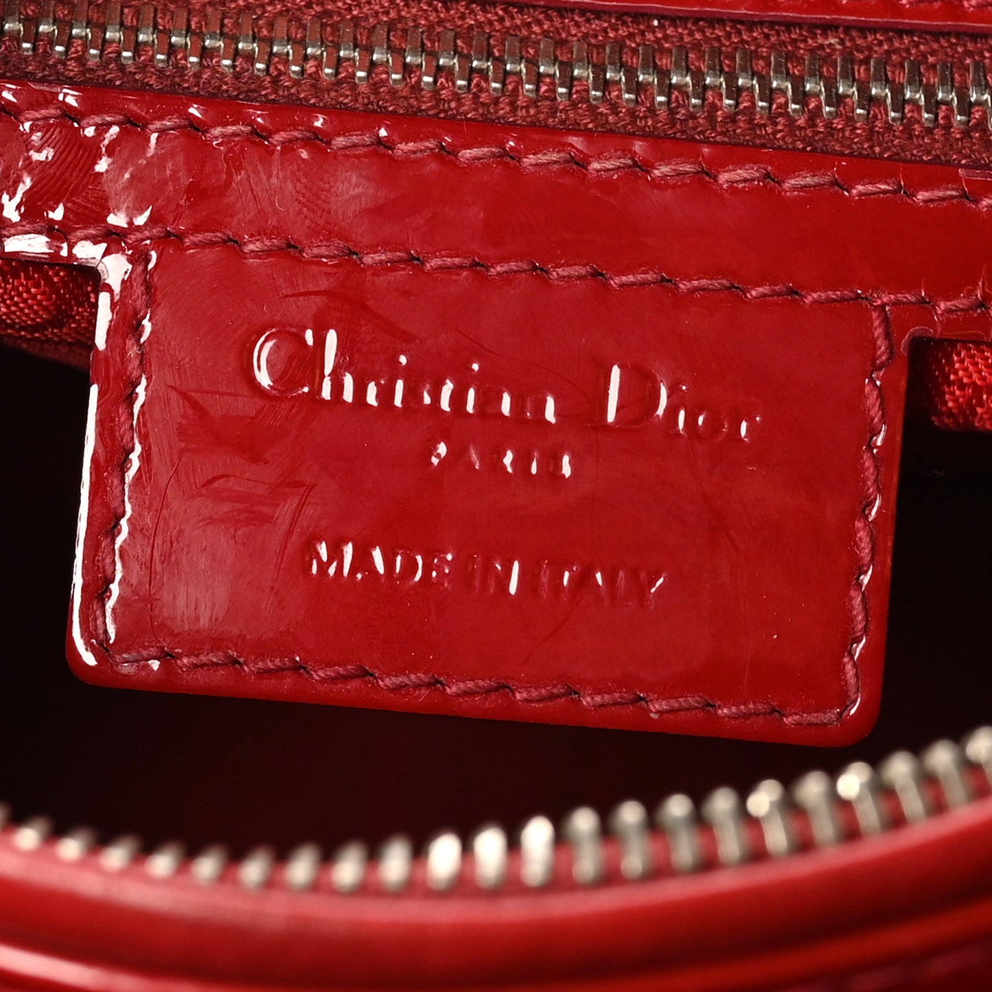 Patent Cannage Medium Lady Dior Red