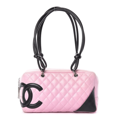 Chanel Calfskin Quilted Large Cambon Bowler Pink Black 1 of 11