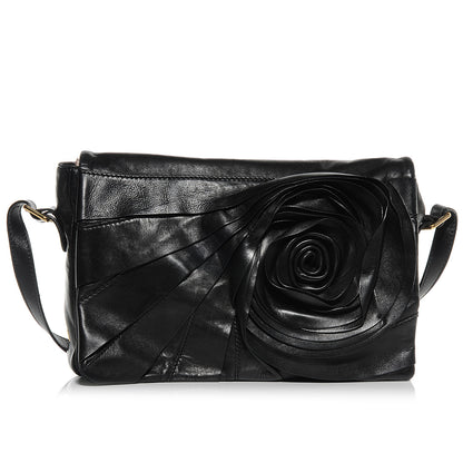 Valentino Garavani Nappa Leather Rosette Shoulder Bag Black 1 of 7