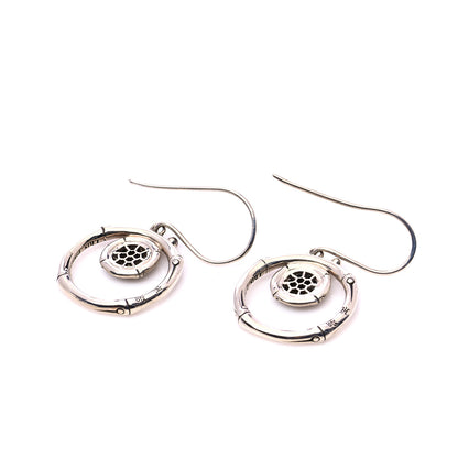 John Hardy Sterling Silver Black Sapphire Drop Hoop Earrings 3 of 7