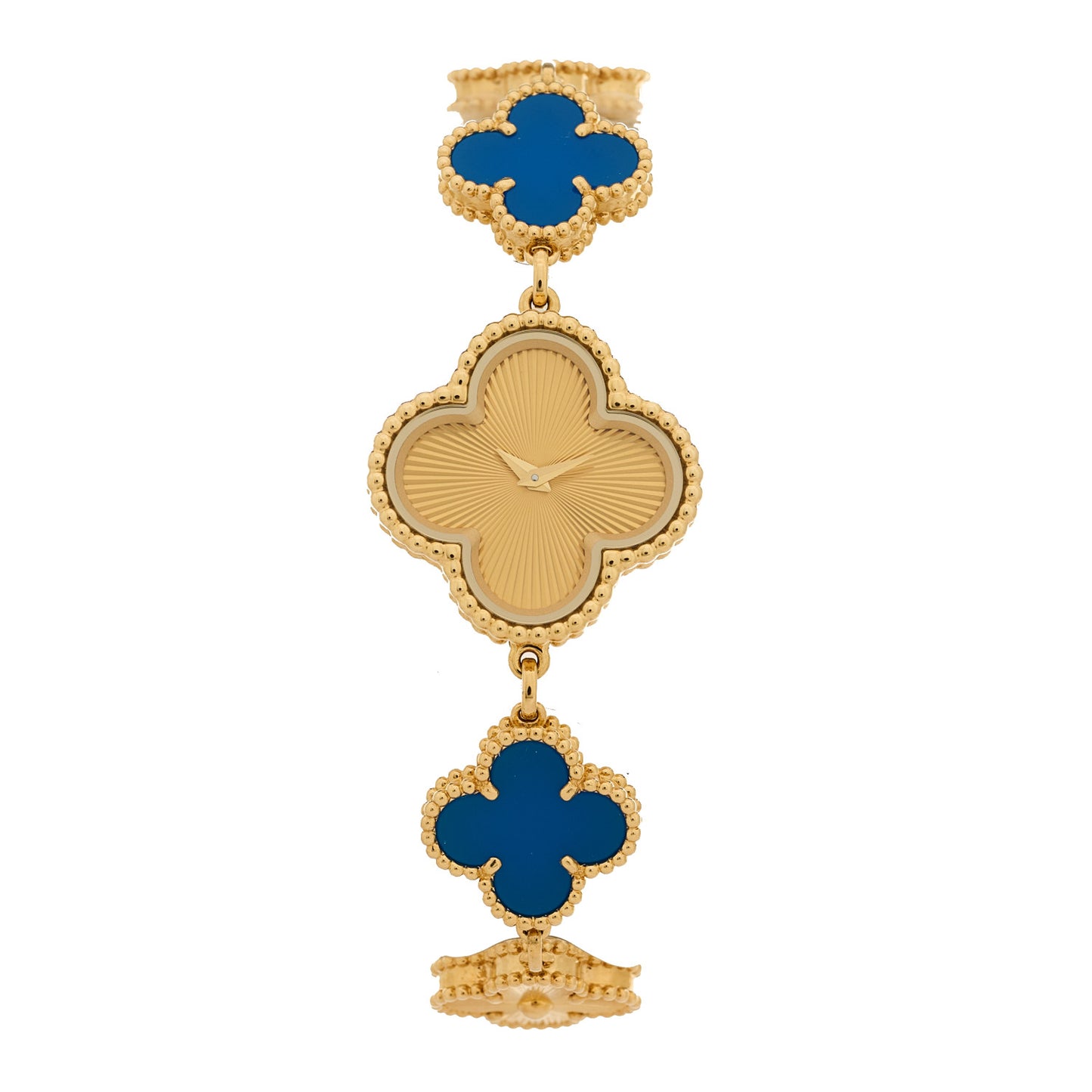 18K Yellow Gold Blue Agate 23mm Alhambra Quartz Watch