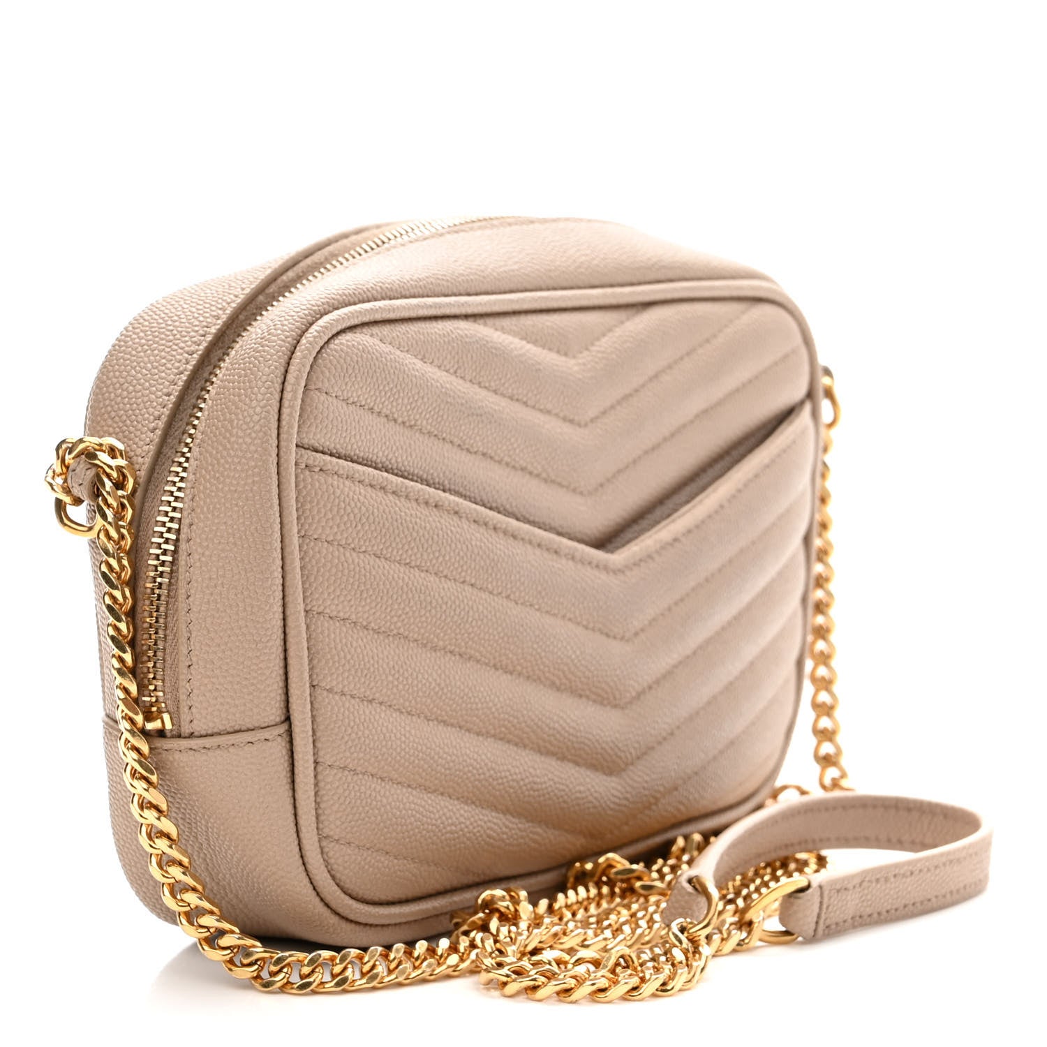 Saint Laurent Grain De Poudre Matelasse Monogram Mini Lou Camera Bag Dark Beige 3 of 13