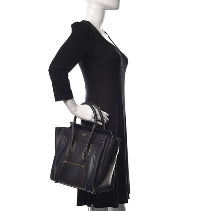 Celine Smooth Calfskin Multicolor Double Stitching Micro Luggage Black 2 of 10