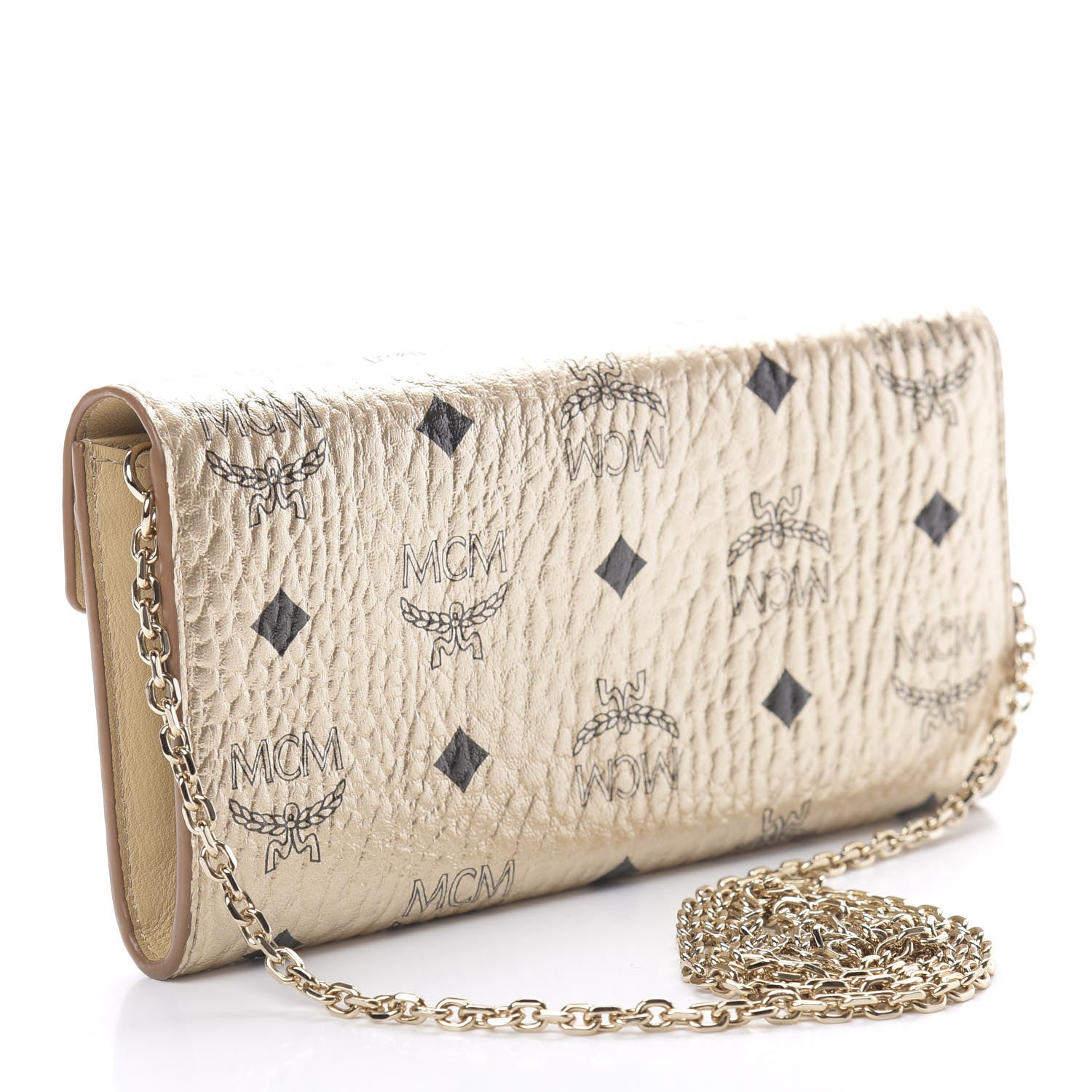 MCM Metallic Visetos Patricia Wallet On Chain Gold 3 of 13