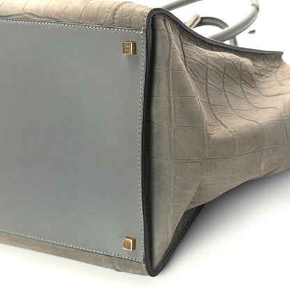 Celine Crocodile Embossed Nubuck Medium Phantom Luggage Grey 9 of 10