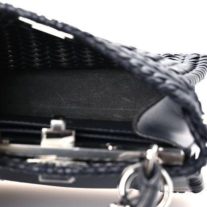Fendi Vitello King Shiny Nappa Intreccio Petite Peekaboo I SEE U Satchel Midnight 5 of 12