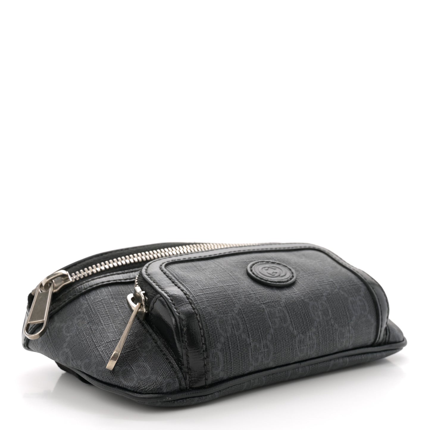 GG Supreme Monogram Textured Calfskin Retro Interlocking G Belt Bag Black