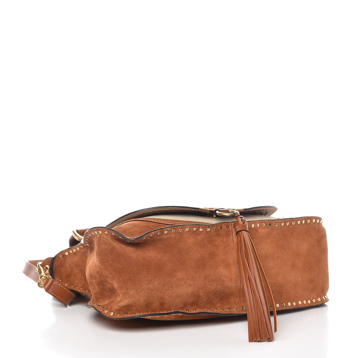 Suede Calfskin Braided Medium Marcie Satchel Caramel
