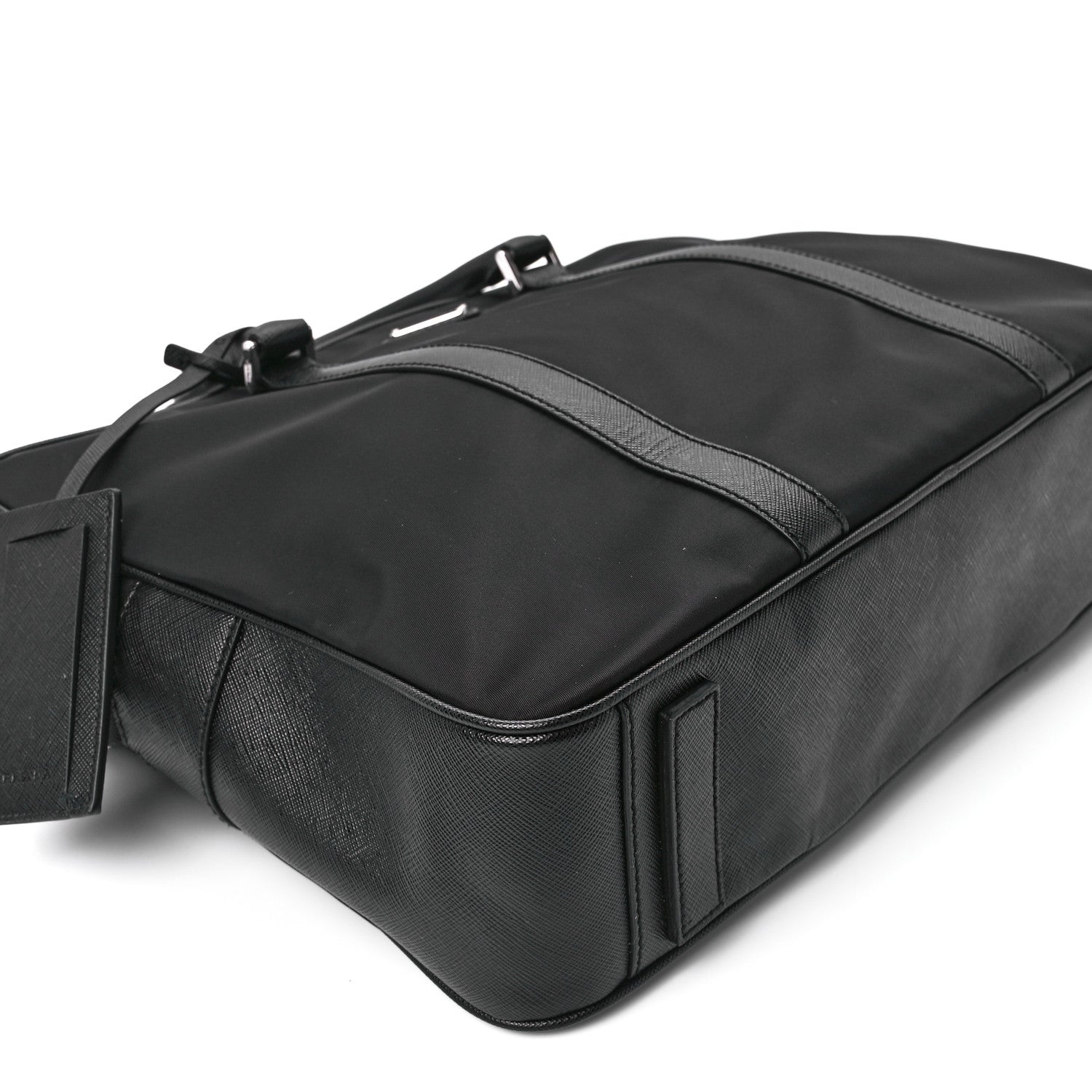Prada Tessuto Nylon Saffiano Metal Triangle Logo Work Bag Black 11 of 12