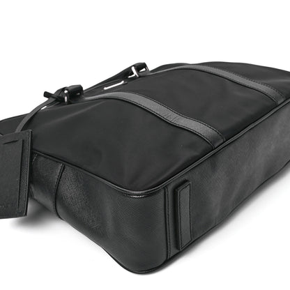 Prada Tessuto Nylon Saffiano Metal Triangle Logo Work Bag Black 11 of 12