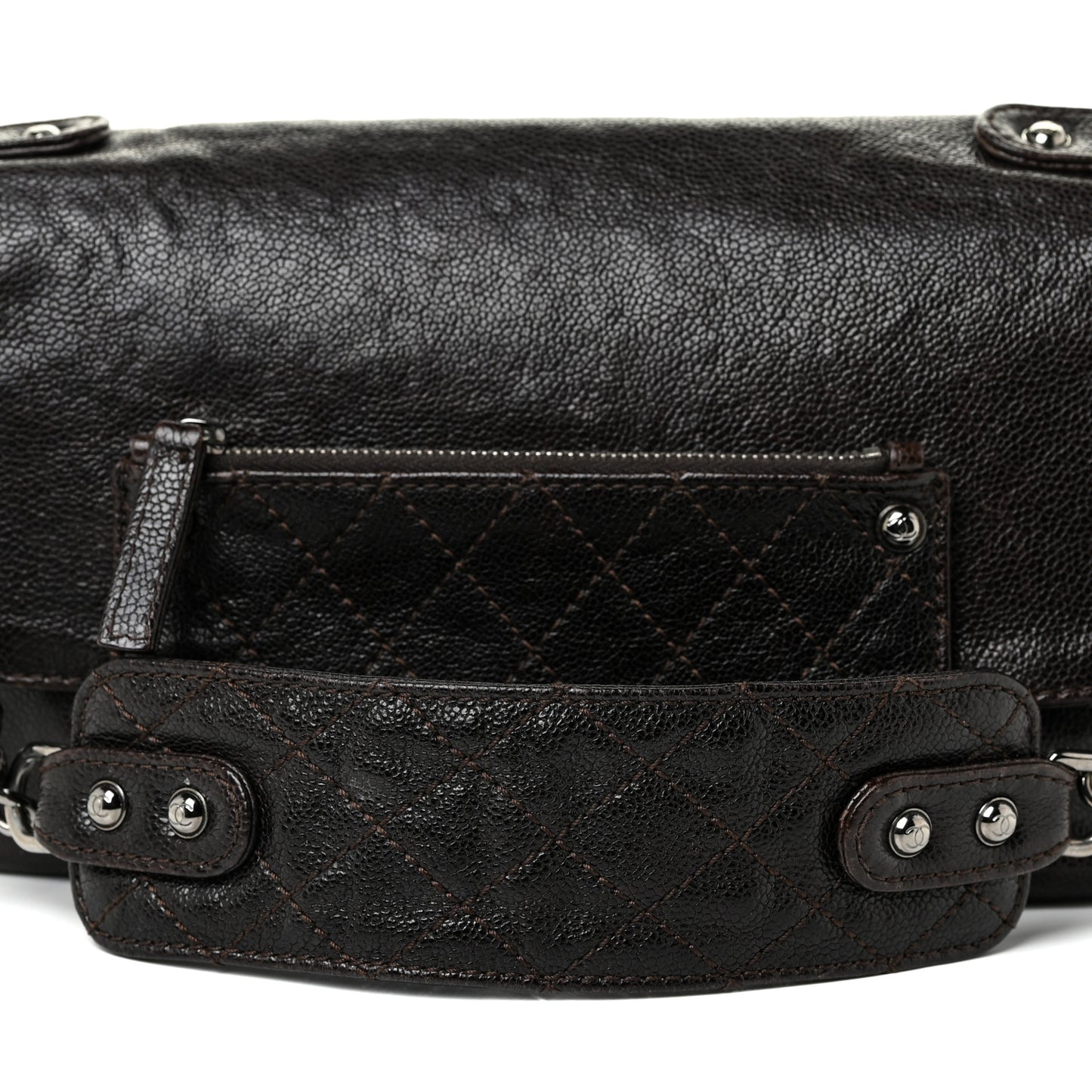Glazed Caviar Small Pocket In The City Shoulder Bag Brown
