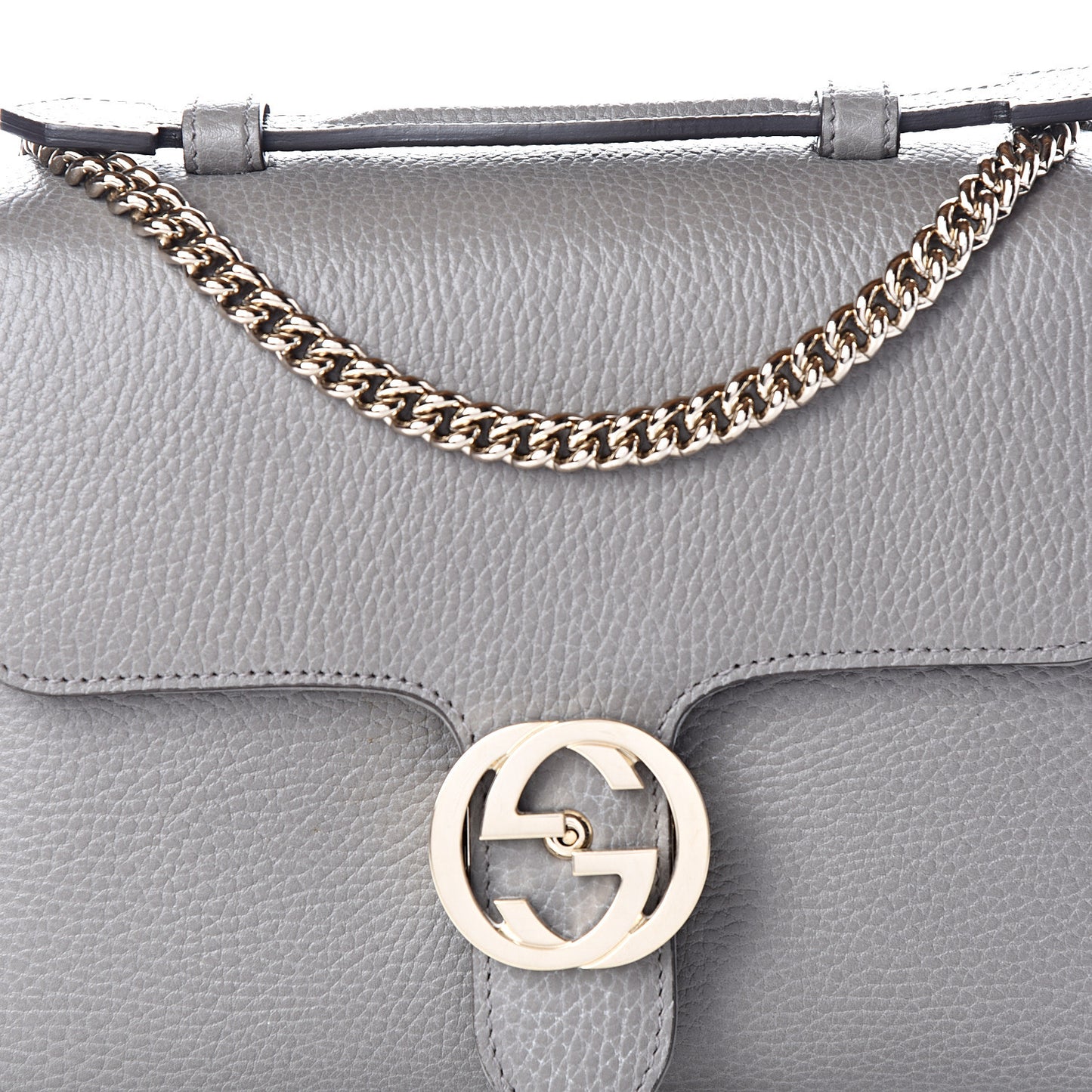 Dollar Calfskin Interlocking G Top Handle Shoulder Bag Loess