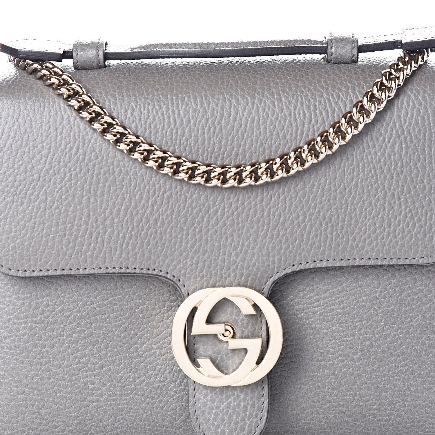 Gucci Dollar Calfskin Interlocking G Top Handle Shoulder Bag Loess 13 of 13