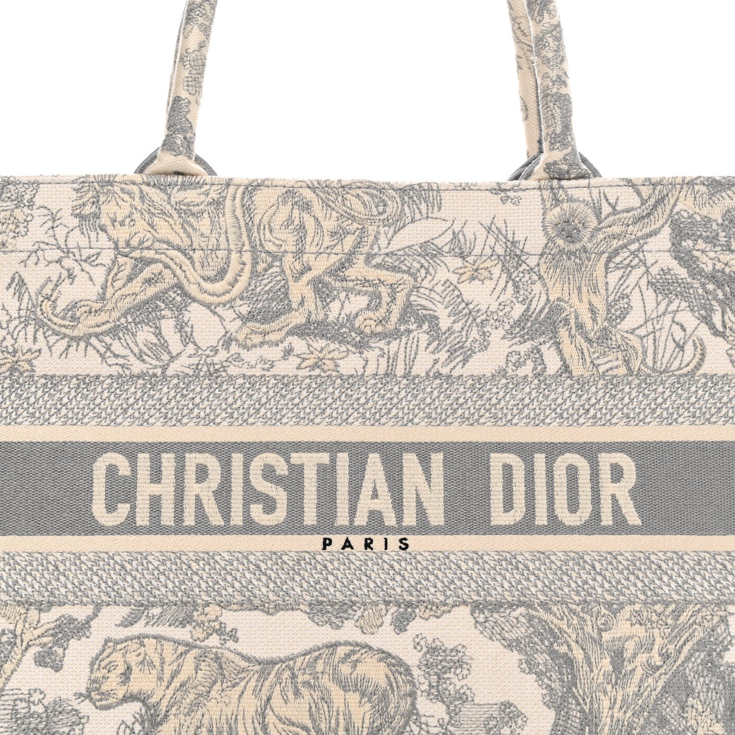 Canvas Embroidered Medium Dioriviera Toile De Jouy Book Tote Gray