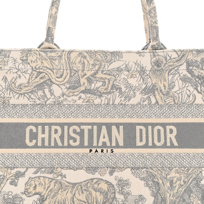 Christian Dior Canvas Embroidered Medium Dioriviera Toile De Jouy Book Tote Gray 8 of 14
