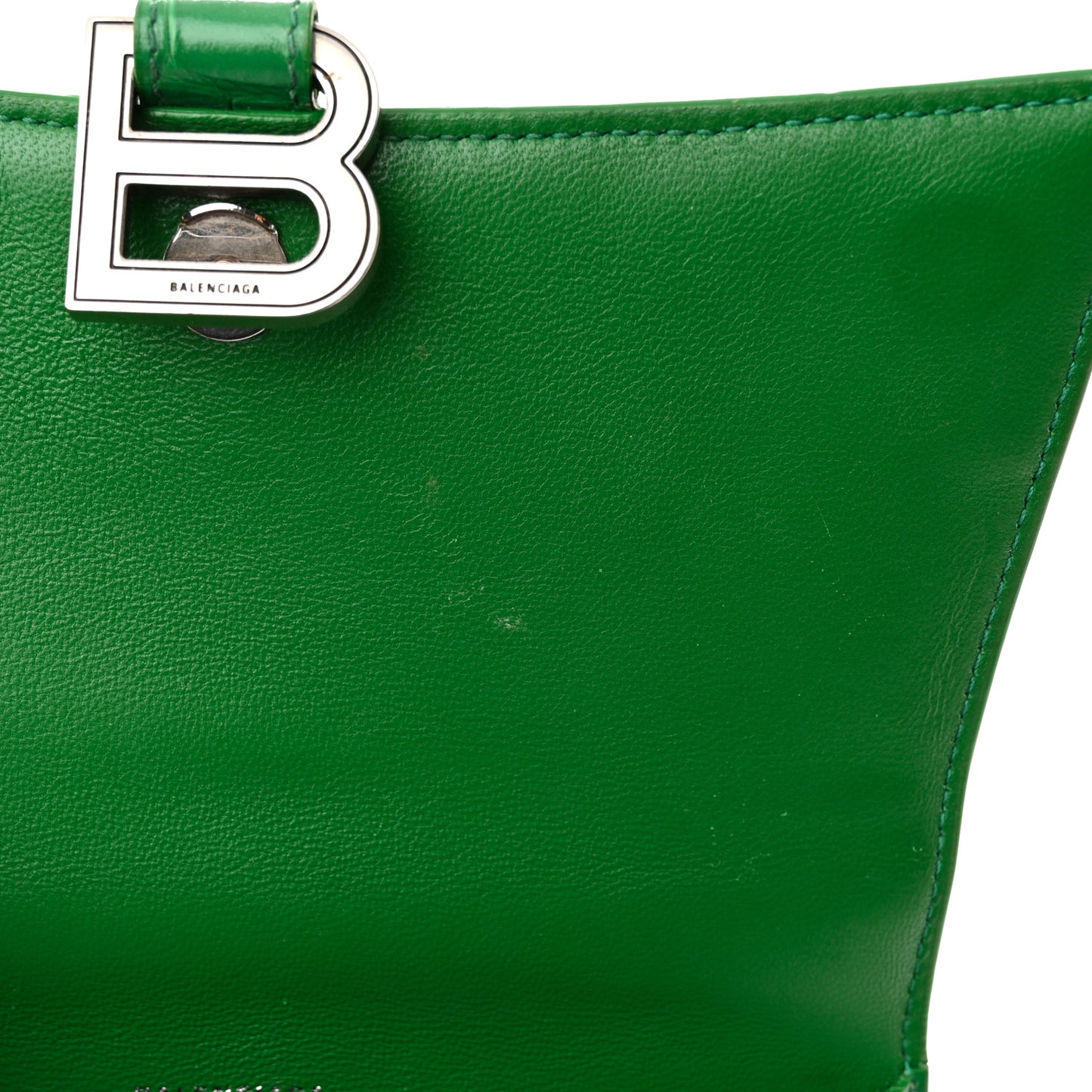 Shiny Calfskin Crocodile Embossed Small Hourglass Top Handle Bag Leaf Green