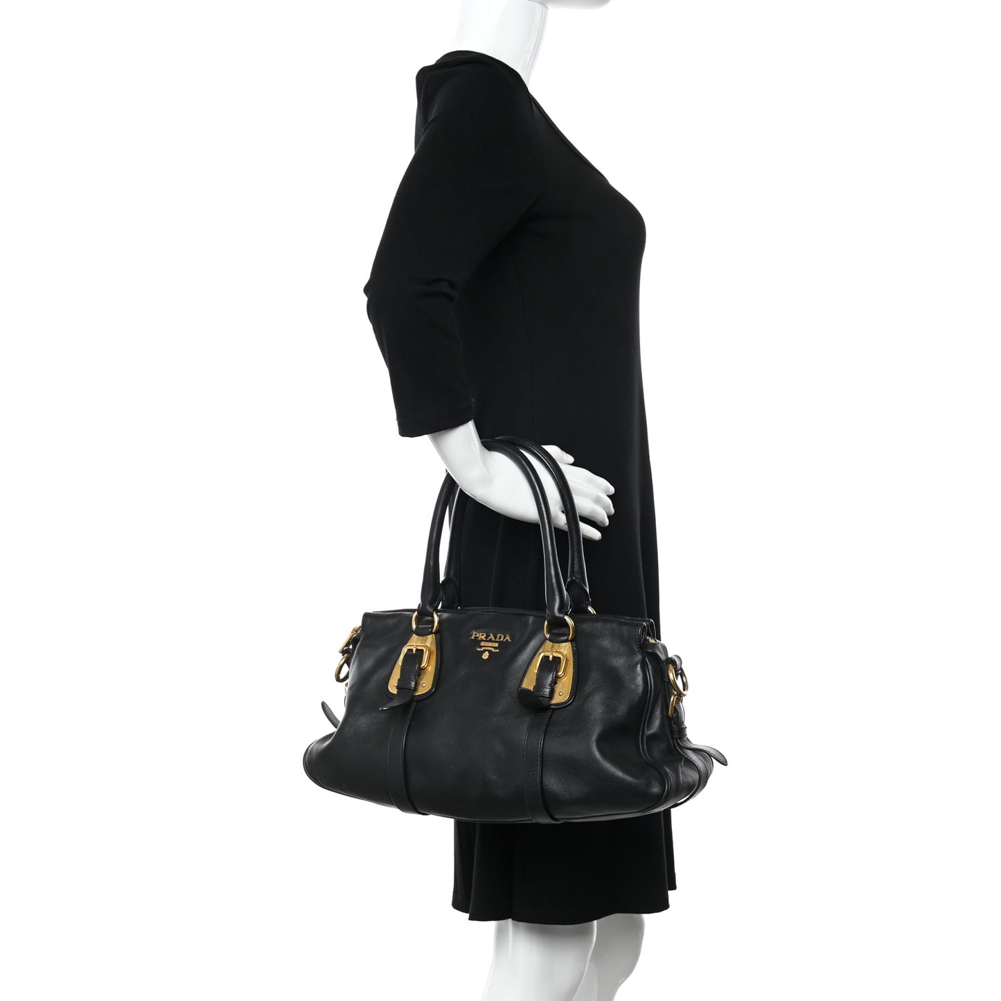 Soft Calf Shopping Satchel Black