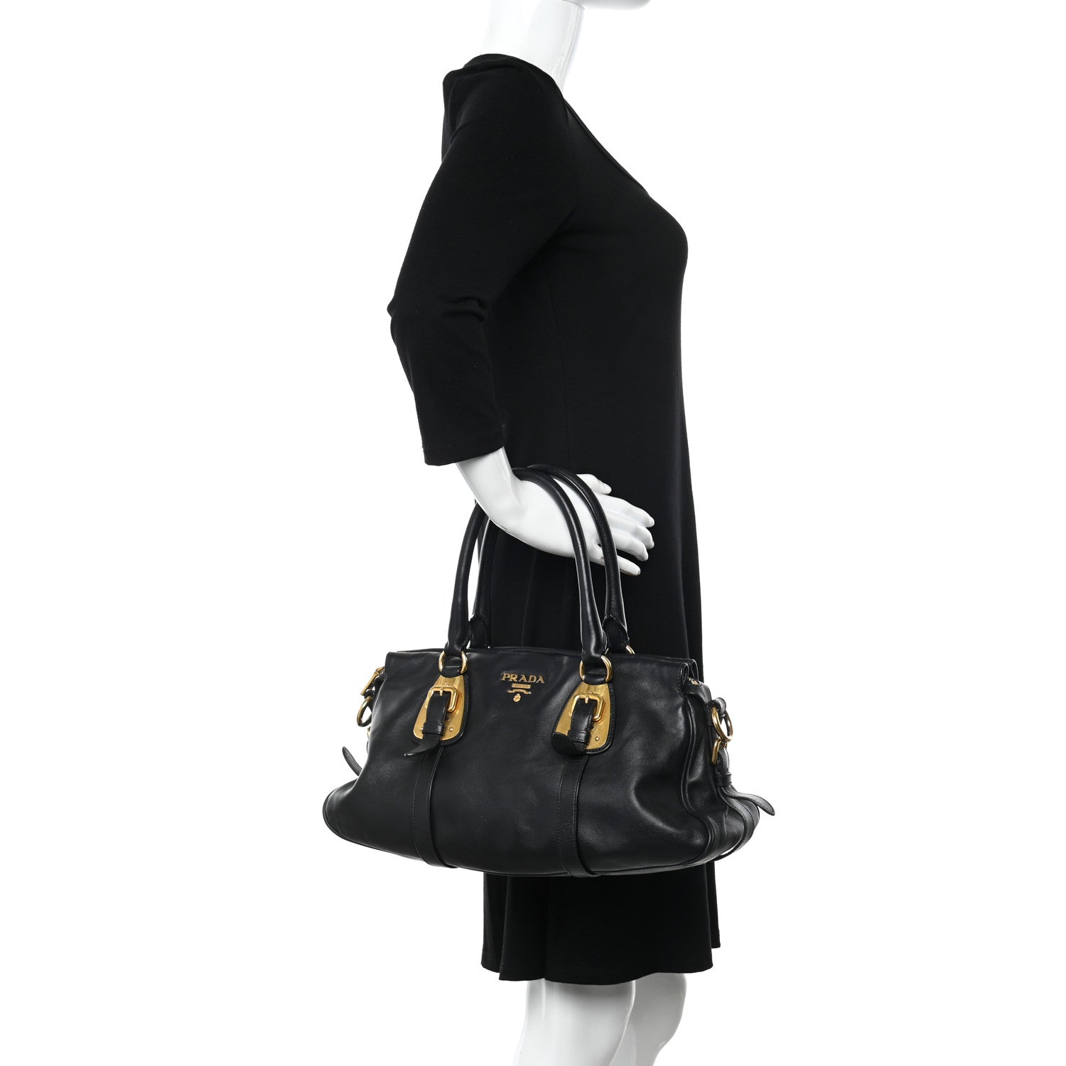 Prada Soft Calf Shopping Satchel Black 2 of 11