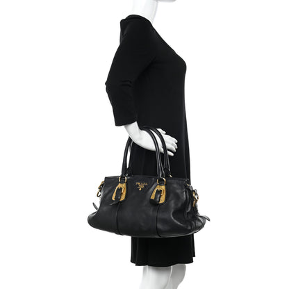 Prada Soft Calf Shopping Satchel Black 2 of 11