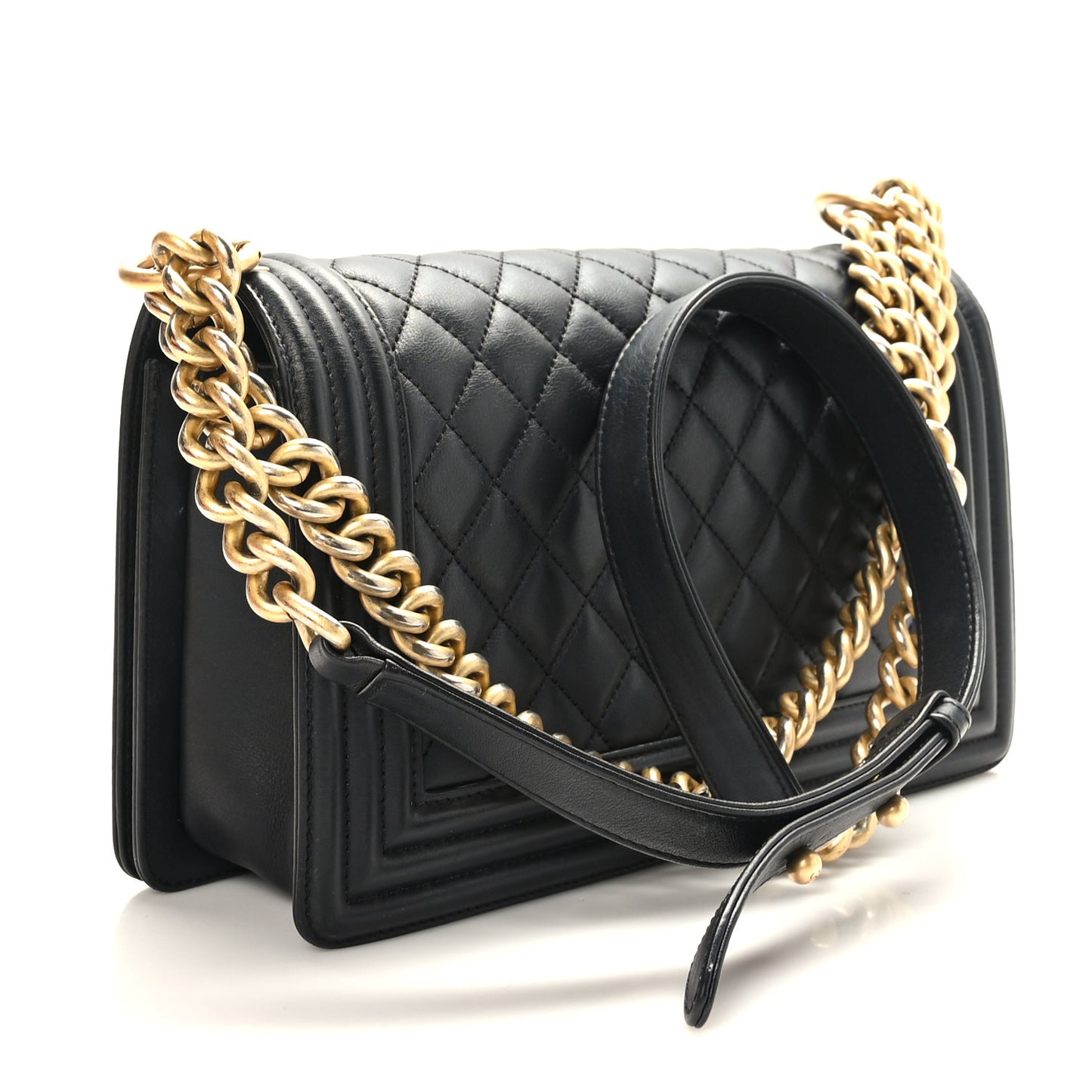 Calfskin Quilted Medium Boy Flap Black