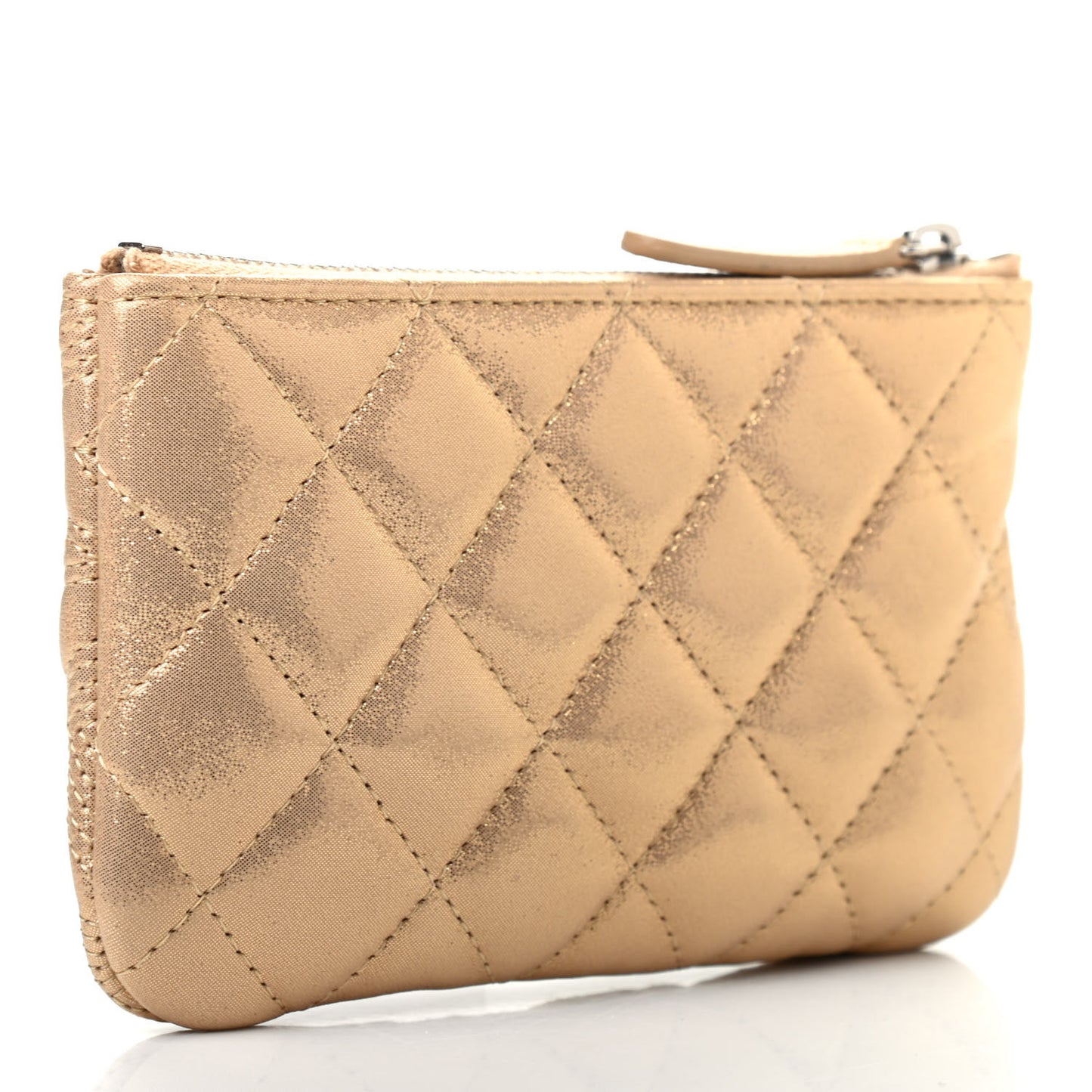 Metallic Lambskin Star Embossed Coin Purse Case Gold