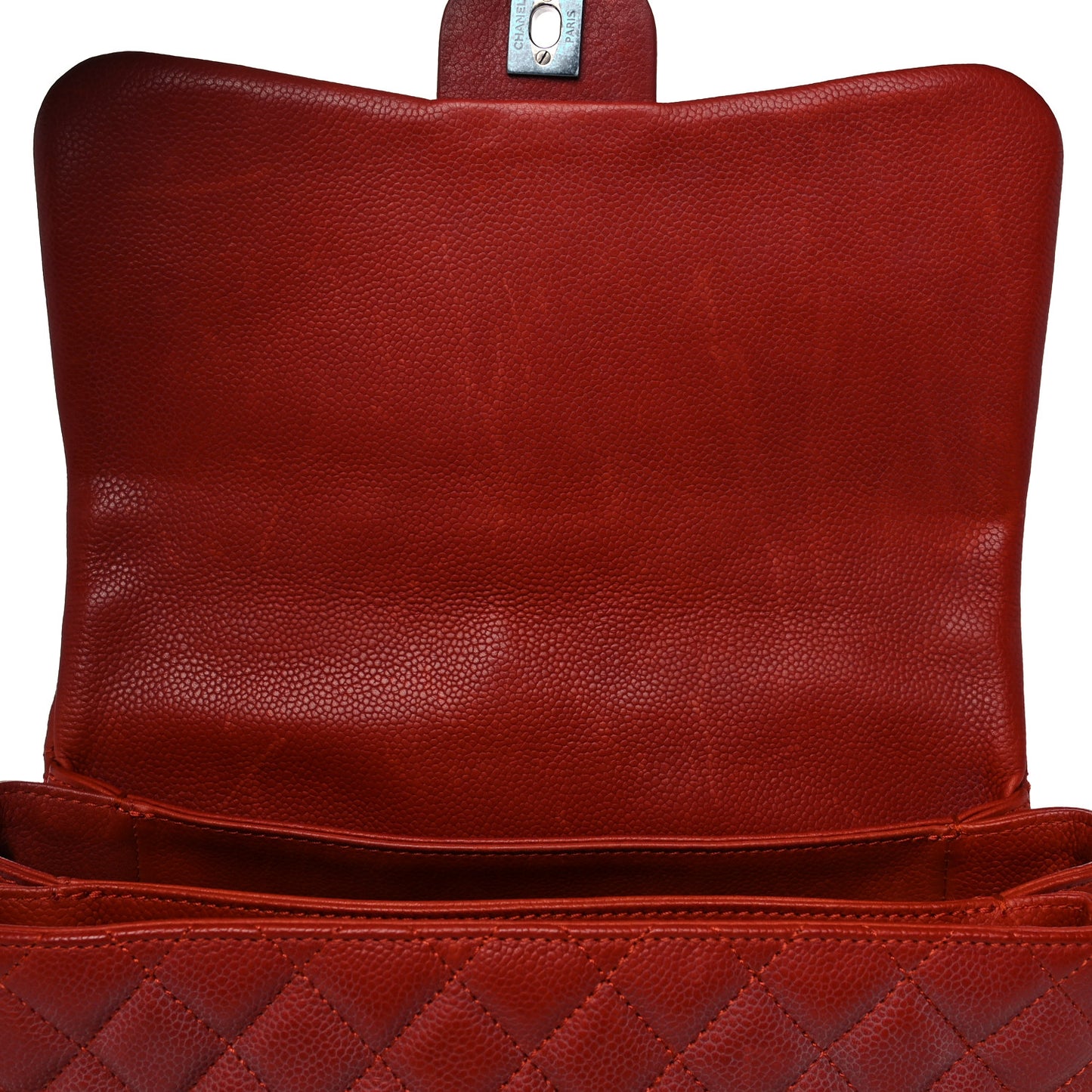 Caviar Quilted Medium Rock In Rome Single Flap Red