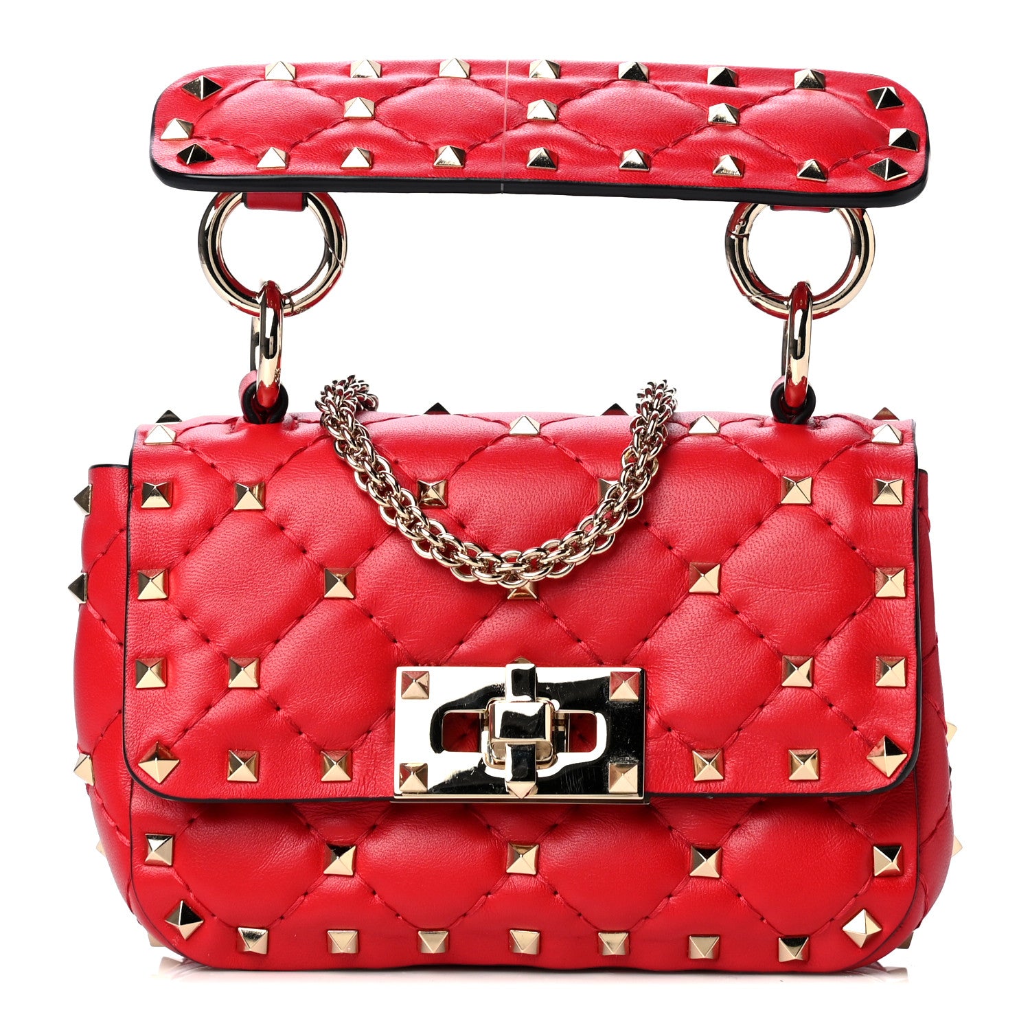 Valentino Garavani Lambskin Micro Rockstud Spike Shoulder Bag Red 1 of 4