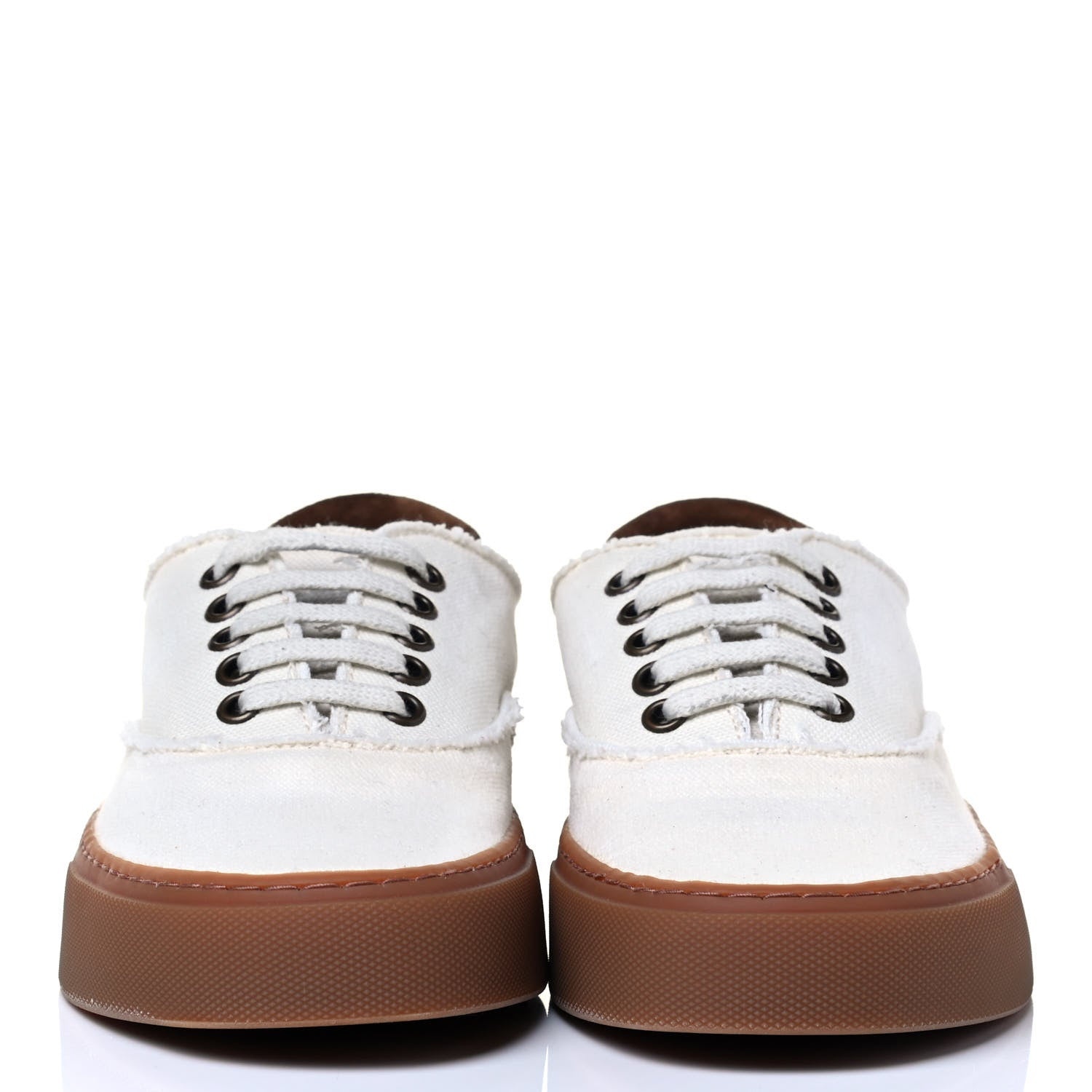 Saint Laurent Distressed Canvas Womens Venice Sneakers 37 White 2 of 5