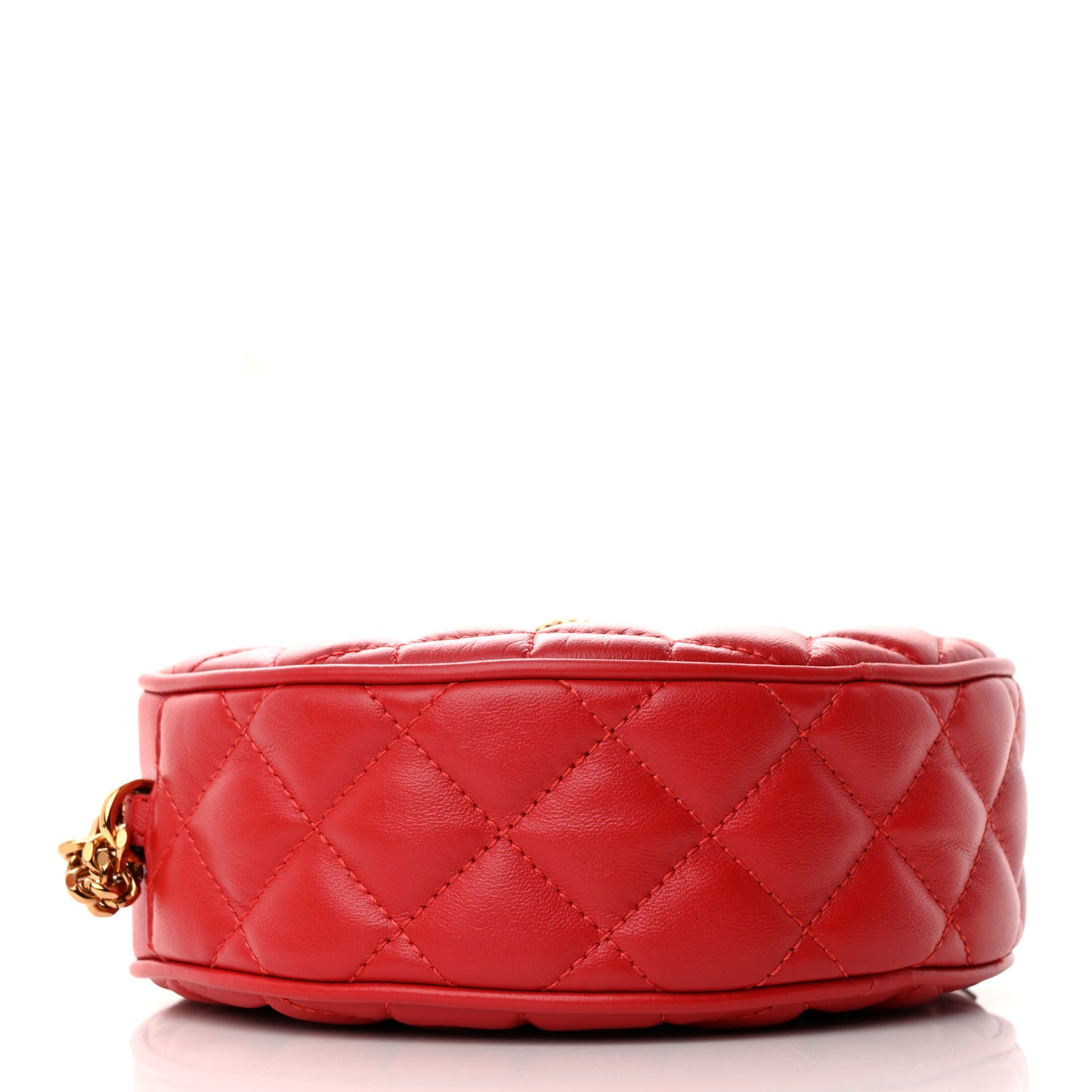 Nappa Quilted La Medusa Round Camera Bag Red