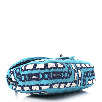 Chanel Silk Chain Printed Medium Single Flap Blue 4 of 12