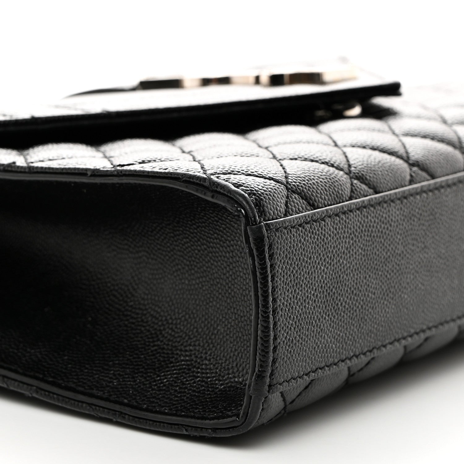 Saint Laurent Grain De Poudre Textured Mixed Matelasse Triquilt Medium Monogram Satchel Black 9 of 10