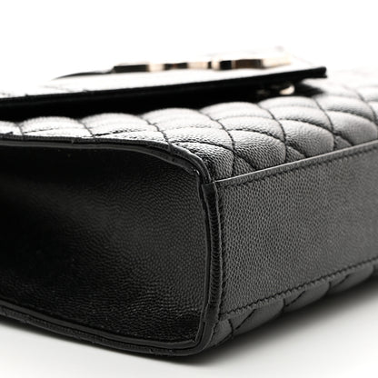 Saint Laurent Grain De Poudre Textured Mixed Matelasse Triquilt Medium Monogram Satchel Black 9 of 10