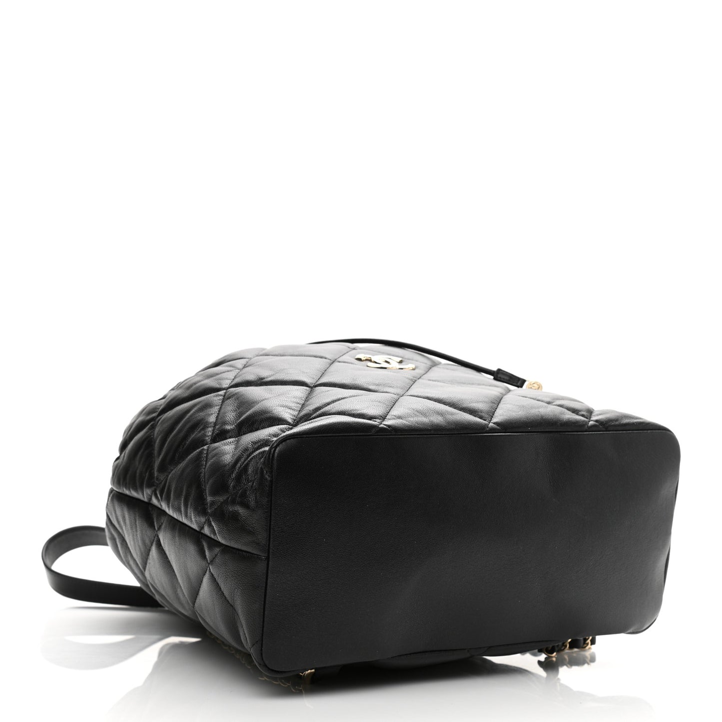 Lambskin Quilted Drawstring Backpack Black