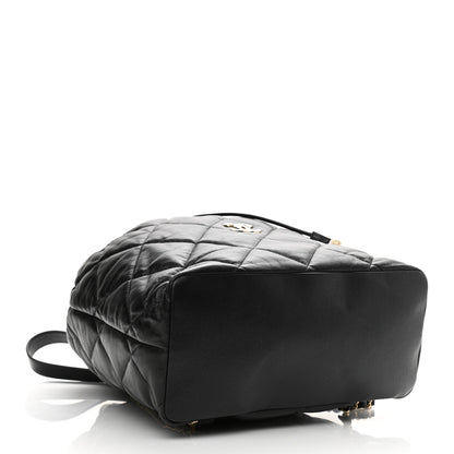 Chanel Lambskin Quilted Drawstring Backpack Black 4 of 12
