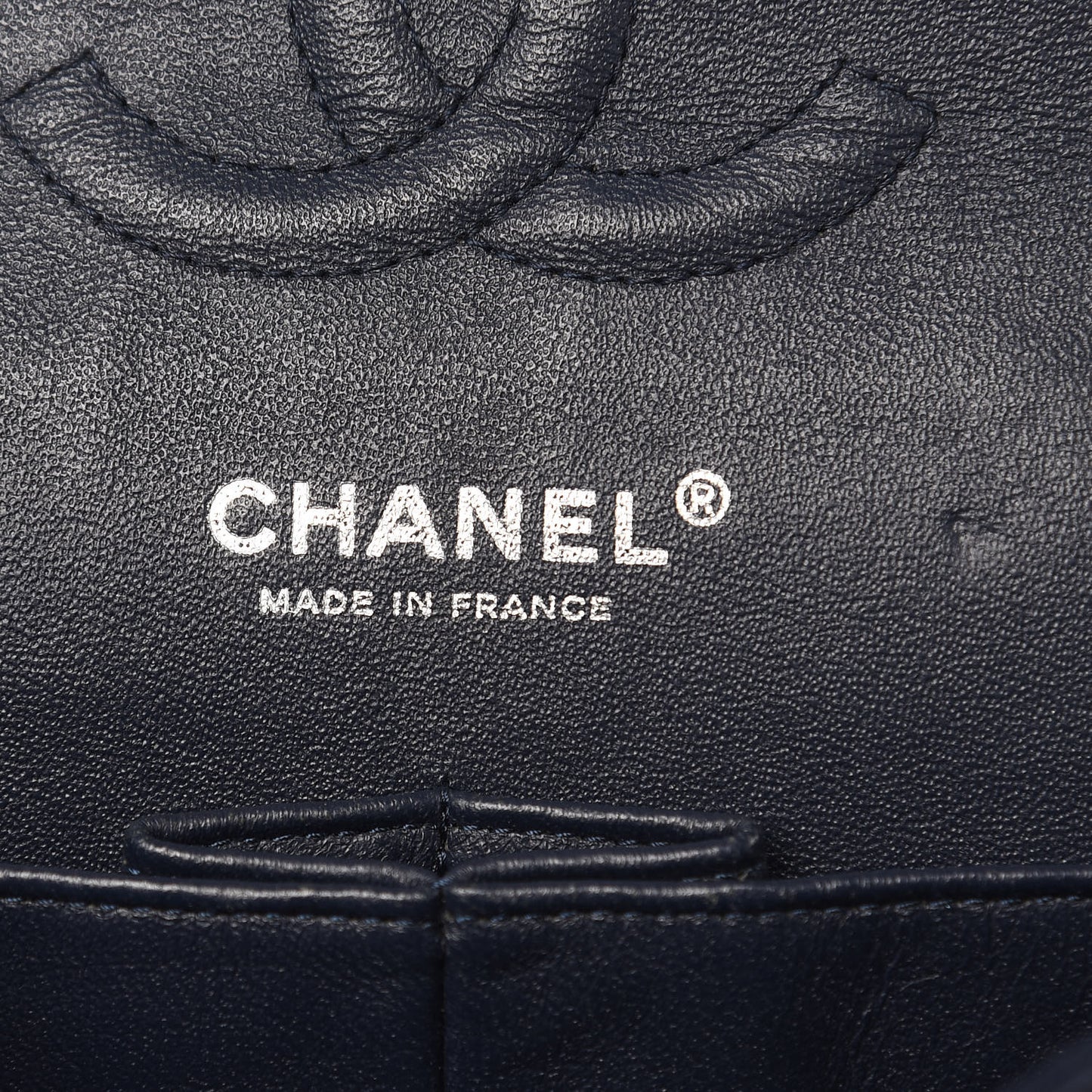 Lambskin Quilted Medium Double Flap Navy