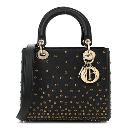 Christian Dior Calfskin Studded Sequin Medium Lady Dior Black 1 of 10