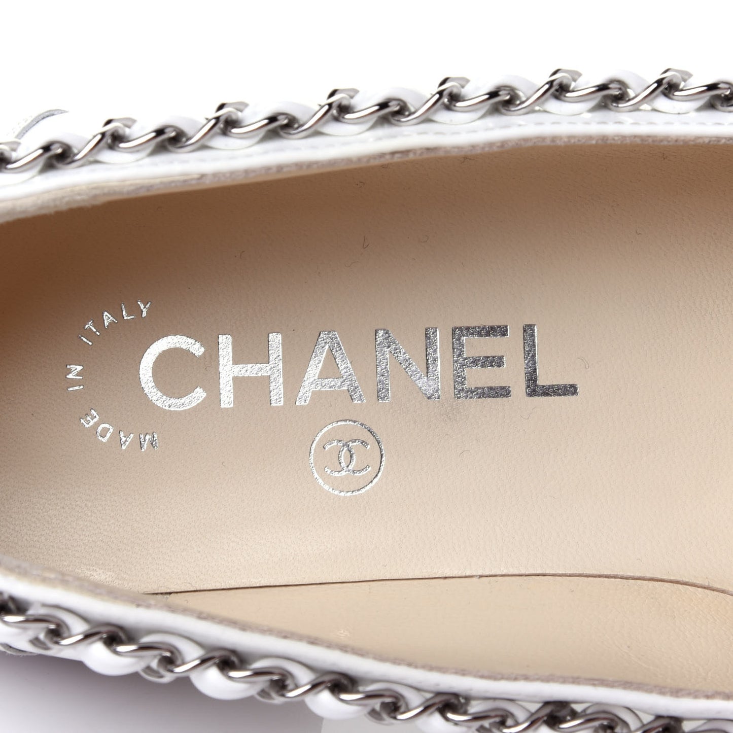 Calfskin Chain Mocassin Loafers 37.5 White