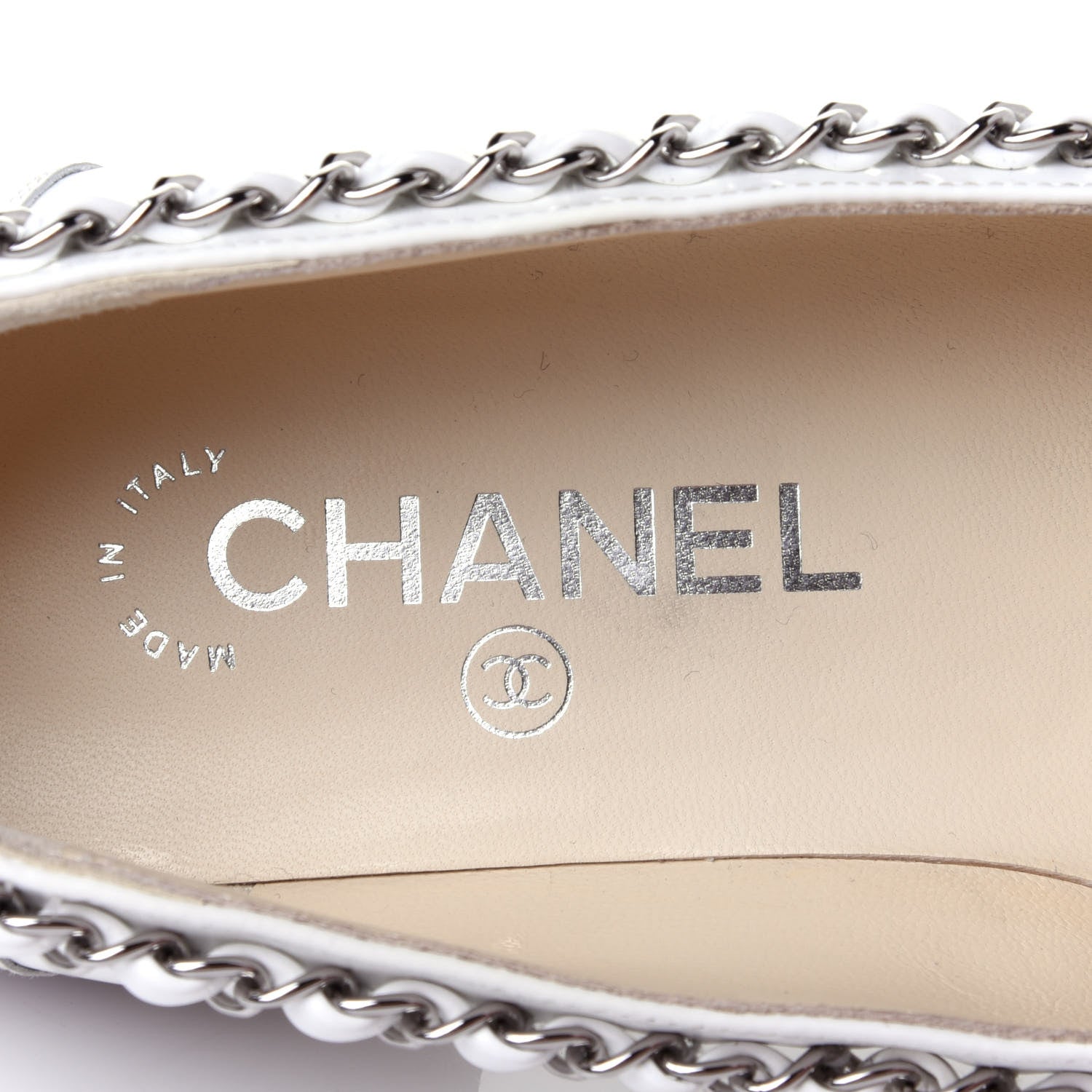 Chanel Calfskin Chain Mocassin Loafers 37.5 White 8 of 11