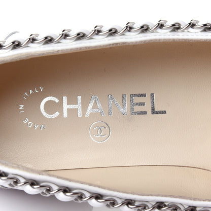 Chanel Calfskin Chain Mocassin Loafers 37.5 White 8 of 11
