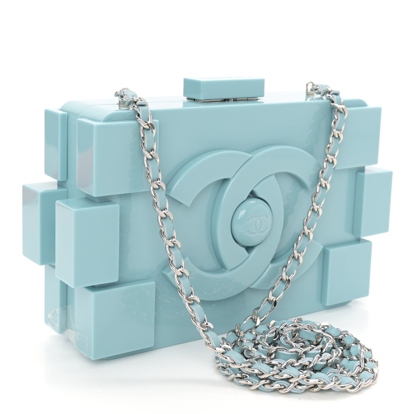 Plexiglass Boy Brick Lego Clutch Light Blue