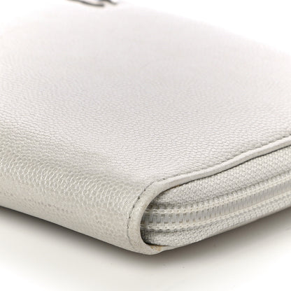 Chanel Metallic Caviar Large Sevruga Zip Around Organizer Wallet Silver 10 of 10