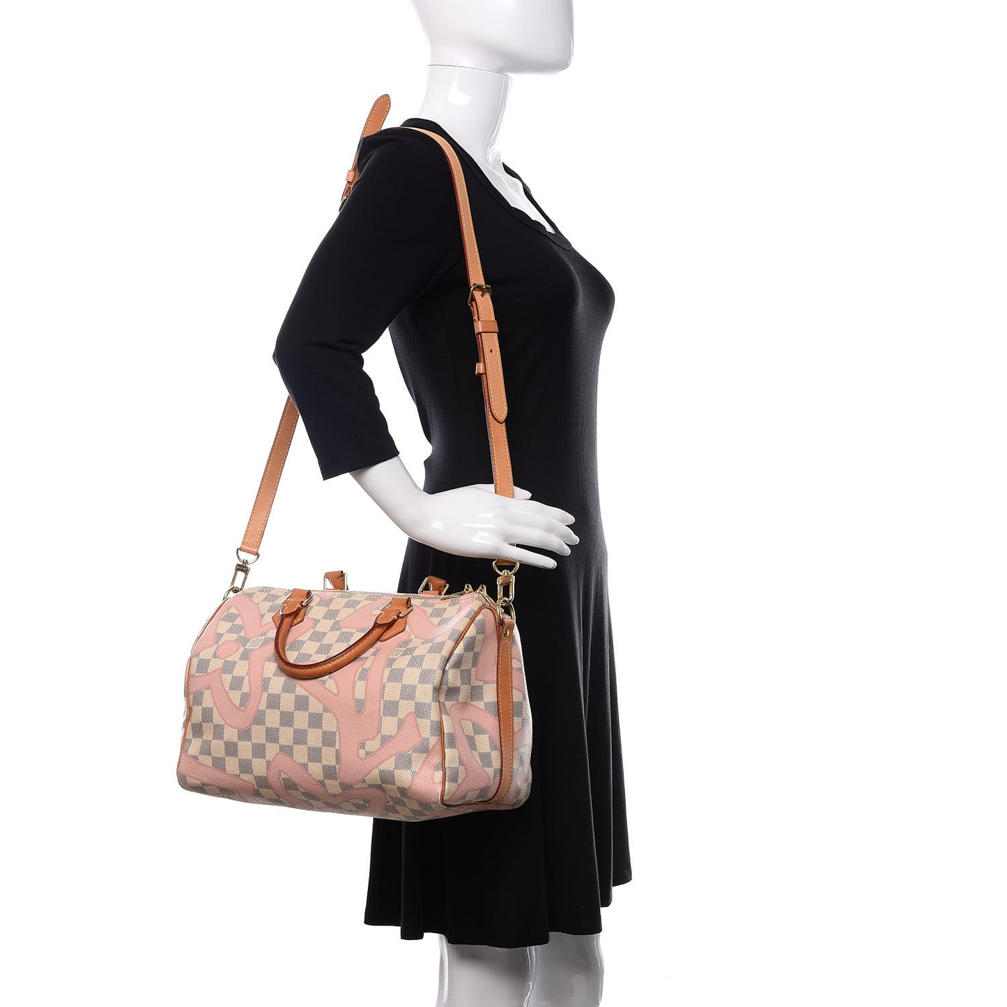 Damier Azur Tahitienne Speedy Bandouliere 30 Rose Ballerine