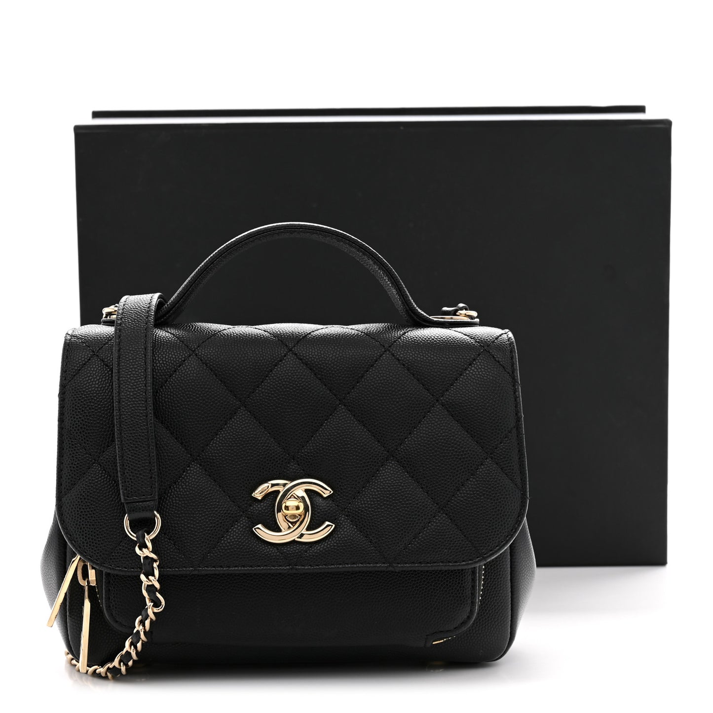 Caviar Quilted Small Business Affinity Flap Black