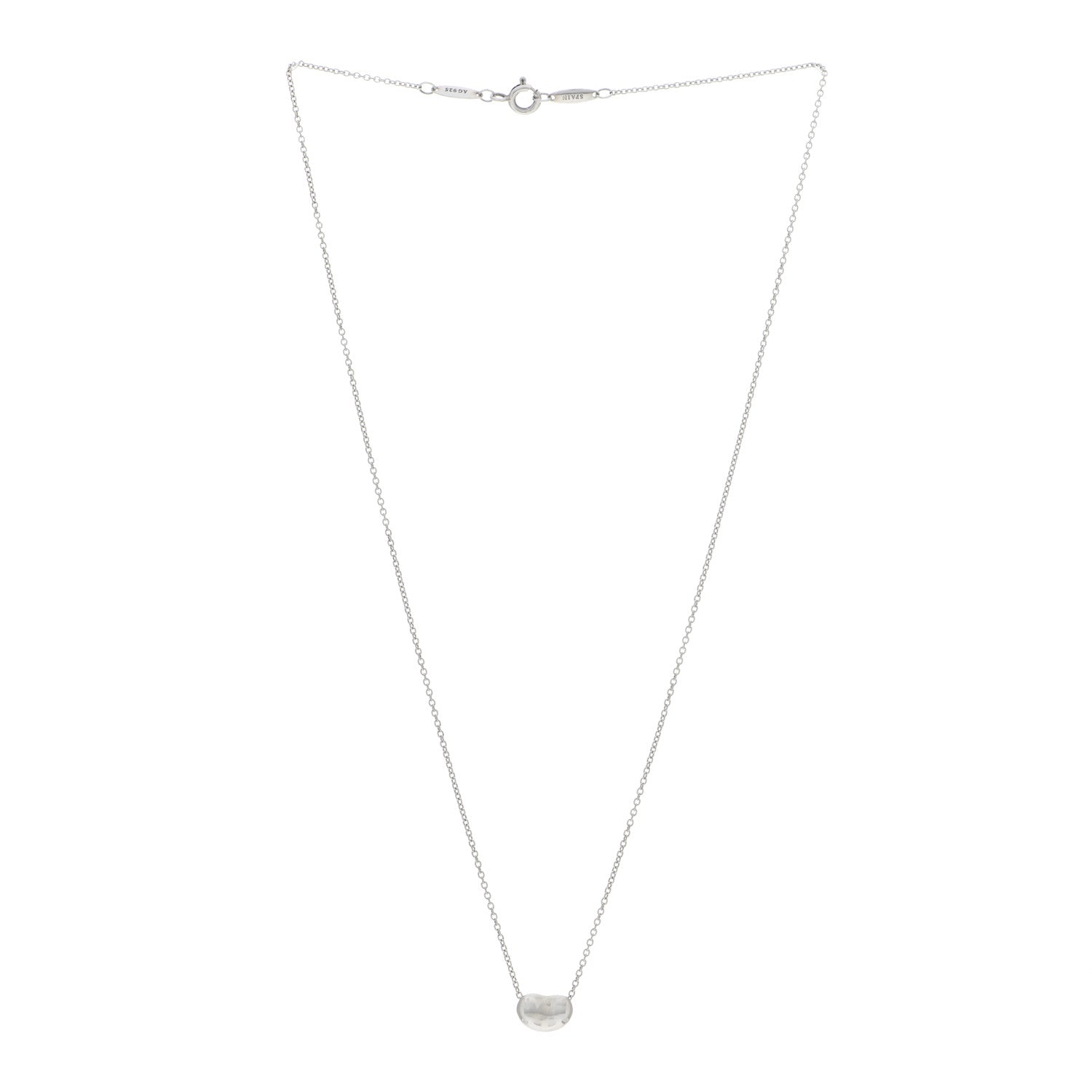 Tiffany Sterling Silver 9mm Elsa Peretti Bean Pendant Necklace 3 of 5
