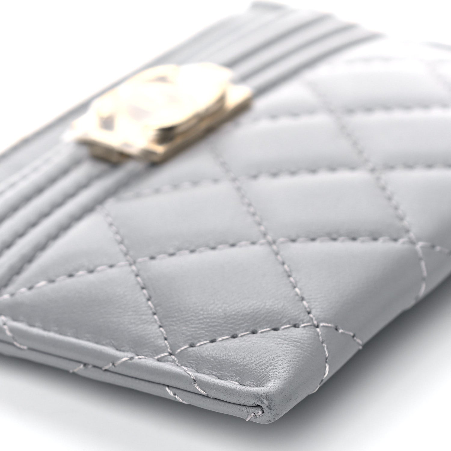 Chanel Lambskin Quilted Boy Card Holder Grey 9 of 12