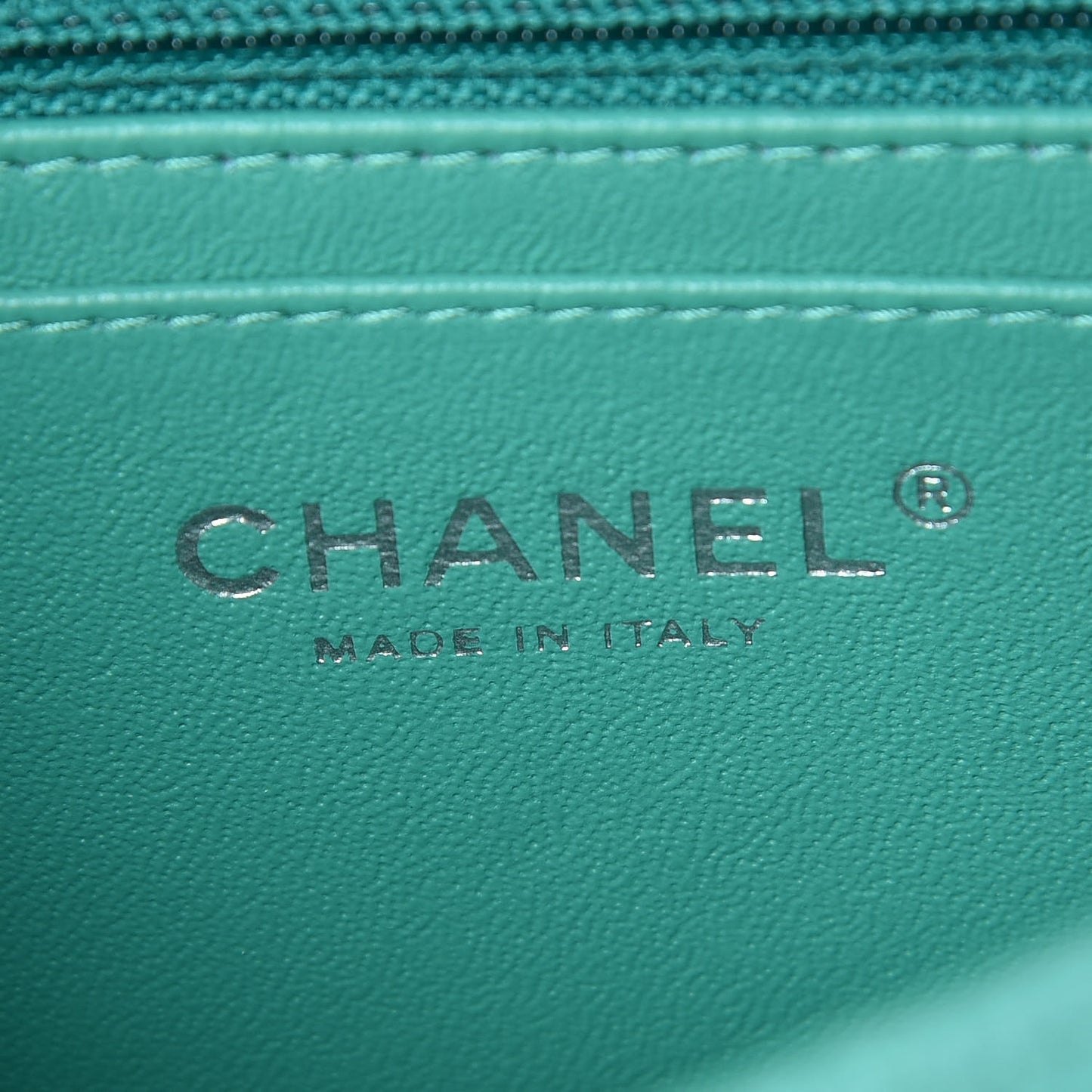 Iridescent Caviar Quilted Mini Rectangular Flap Green