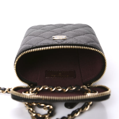 Chanel Caviar Quilted Small Vertical Coco Beauty Vanity Case With Chain Black 5 of 10