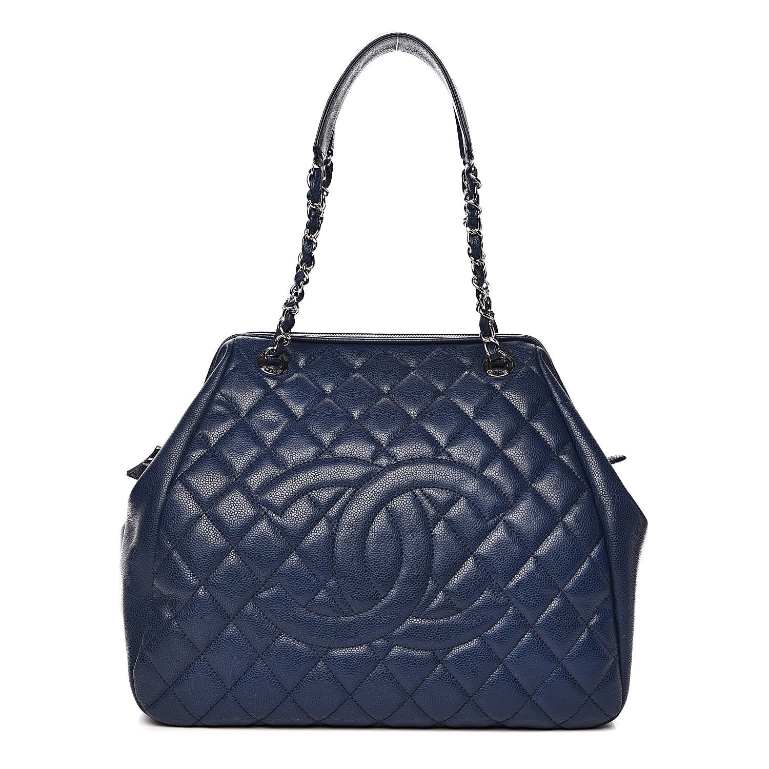 Chanel Caviar Quilted Framed Bowling Bag Navy 1 of 11